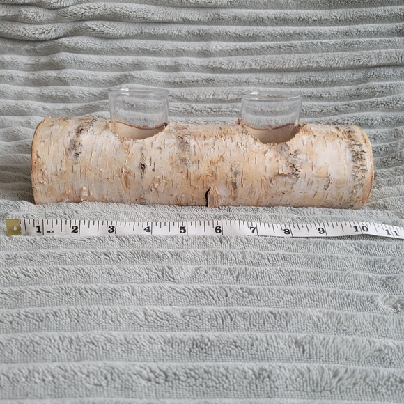 Rustic Birch Log Candle Holder - Picture 3 of 3